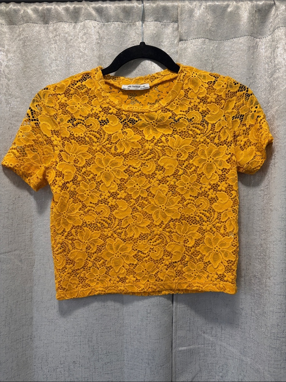 Zara Yellow Floral Lace Crop Top